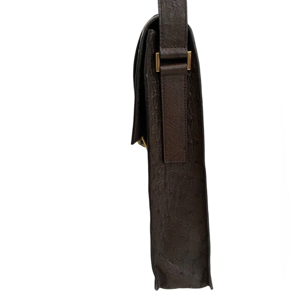 Authentic Gucci Ostrich Leather Bag w/ COA - Tiger Head - Chocolate Brown - Rare - Picture 6 of 13